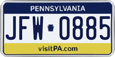 PA license plate JFW0885