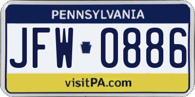 PA license plate JFW0886