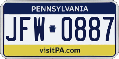 PA license plate JFW0887