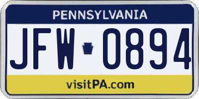 PA license plate JFW0894