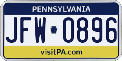 PA license plate JFW0896