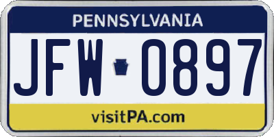 PA license plate JFW0897