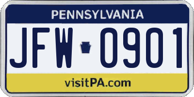PA license plate JFW0901