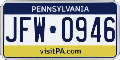 PA license plate JFW0946