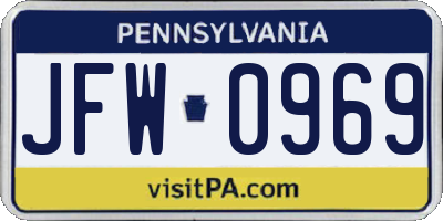 PA license plate JFW0969