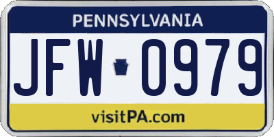 PA license plate JFW0979