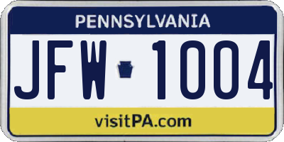 PA license plate JFW1004