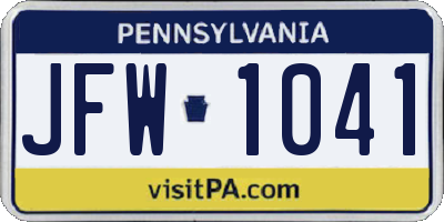 PA license plate JFW1041