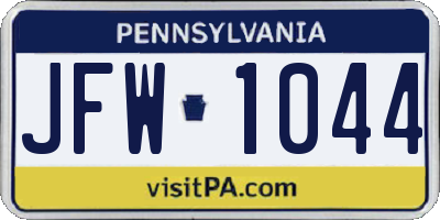 PA license plate JFW1044