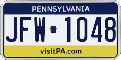 PA license plate JFW1048