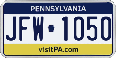 PA license plate JFW1050