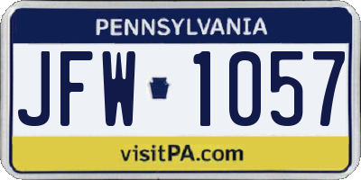 PA license plate JFW1057