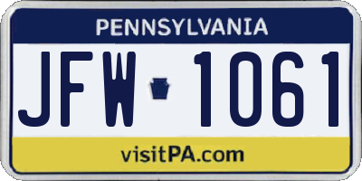 PA license plate JFW1061
