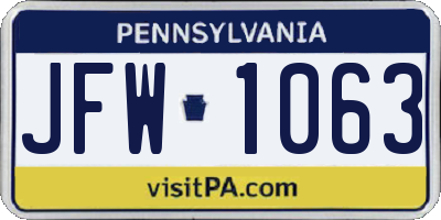 PA license plate JFW1063
