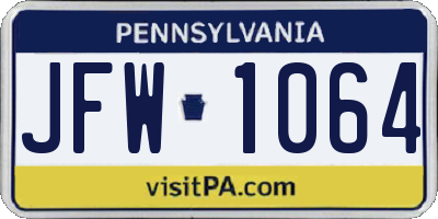 PA license plate JFW1064