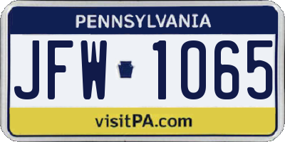 PA license plate JFW1065