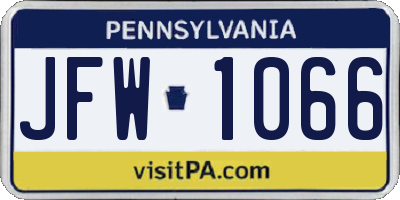 PA license plate JFW1066