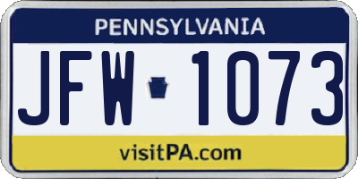 PA license plate JFW1073