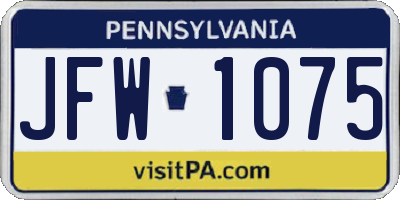 PA license plate JFW1075