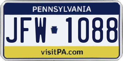 PA license plate JFW1088