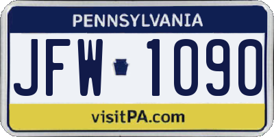 PA license plate JFW1090