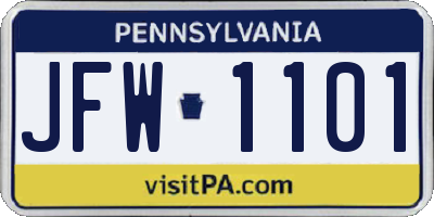 PA license plate JFW1101
