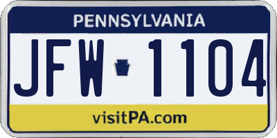 PA license plate JFW1104