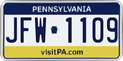 PA license plate JFW1109