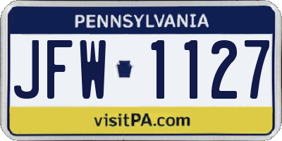 PA license plate JFW1127