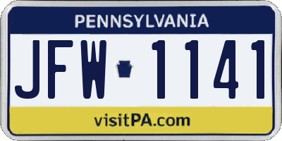 PA license plate JFW1141