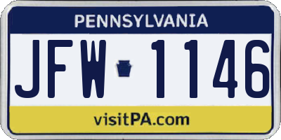 PA license plate JFW1146