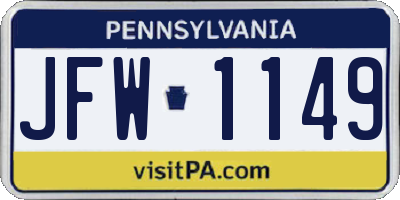 PA license plate JFW1149