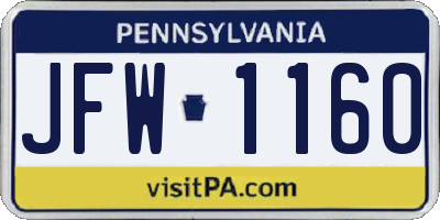 PA license plate JFW1160