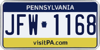 PA license plate JFW1168