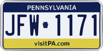 PA license plate JFW1171