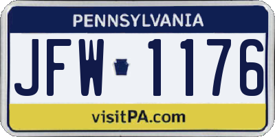 PA license plate JFW1176