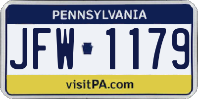 PA license plate JFW1179