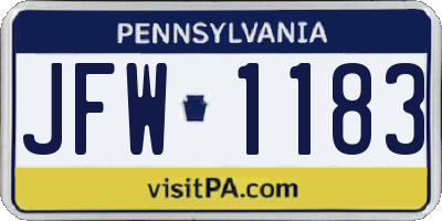 PA license plate JFW1183
