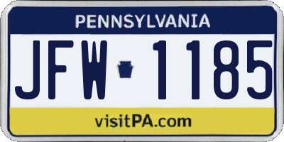 PA license plate JFW1185