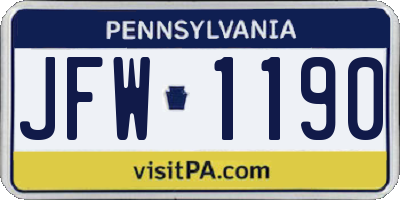 PA license plate JFW1190