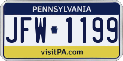 PA license plate JFW1199