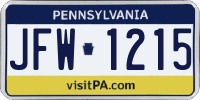 PA license plate JFW1215