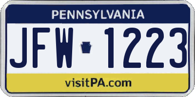 PA license plate JFW1223