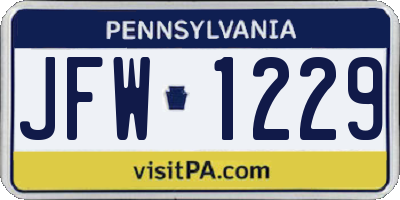 PA license plate JFW1229