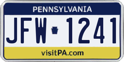 PA license plate JFW1241