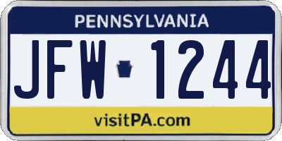 PA license plate JFW1244