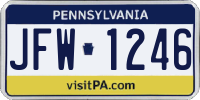 PA license plate JFW1246