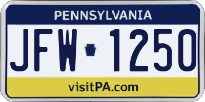 PA license plate JFW1250