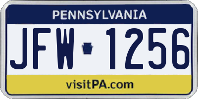 PA license plate JFW1256