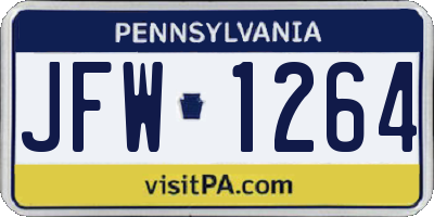 PA license plate JFW1264